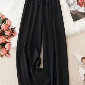 Elegant Black Women's Wide-Leg Pants